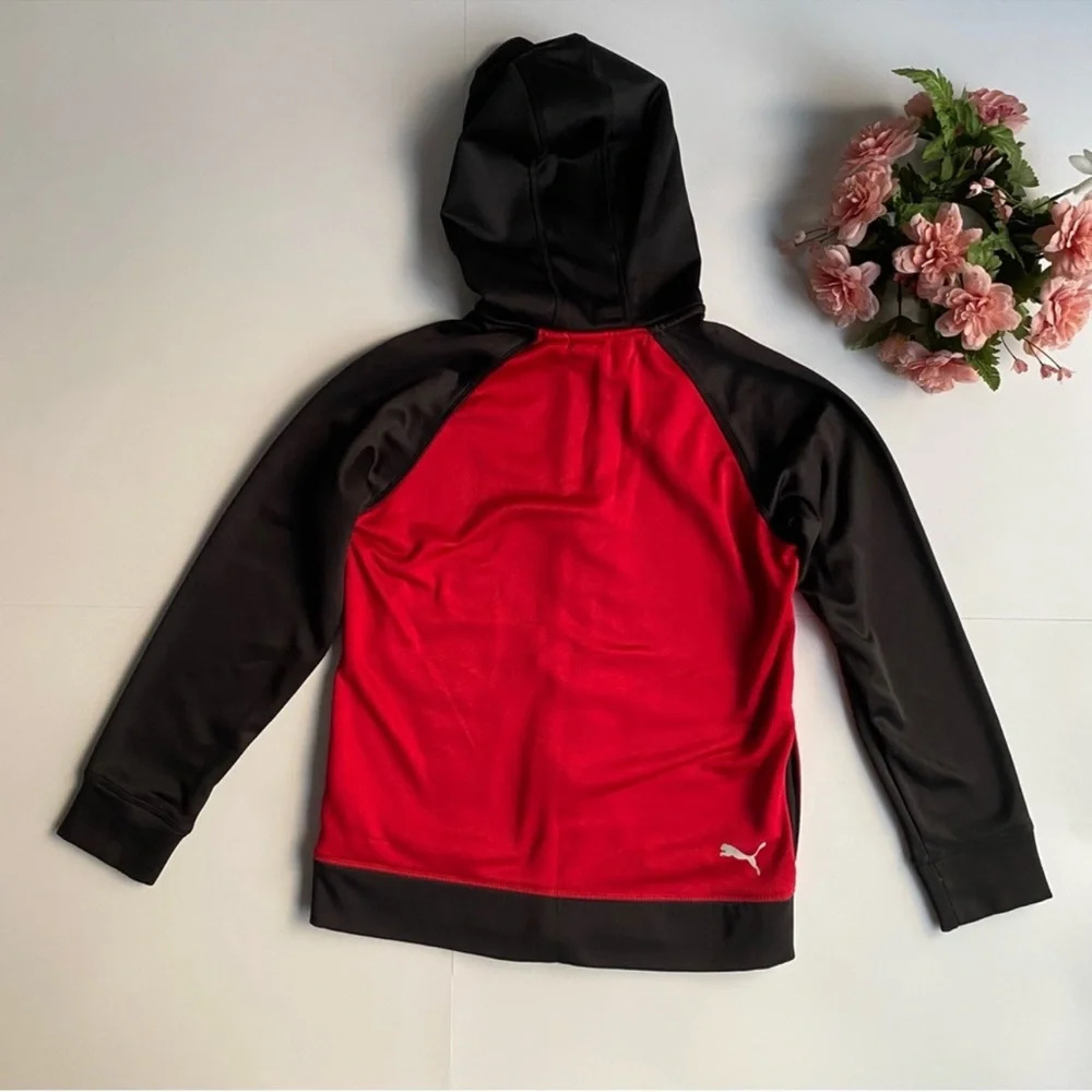 PUMA Red/Black Zip Up Hoodie Sweatshirt Boys Jacket